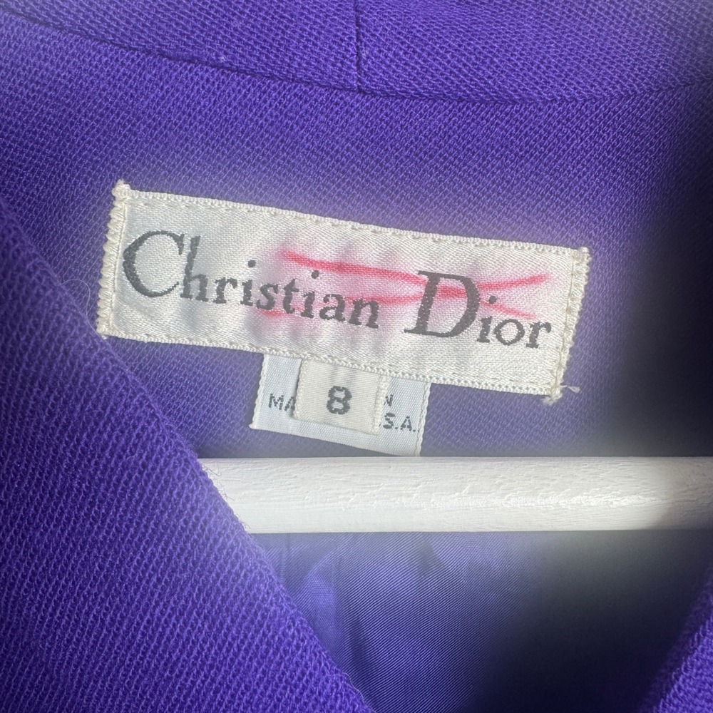 Christian Dior Vintage Skirt Suit 8 Regular Purple Wool Asymmetrical 80s - 90s - Picture 2 of 13